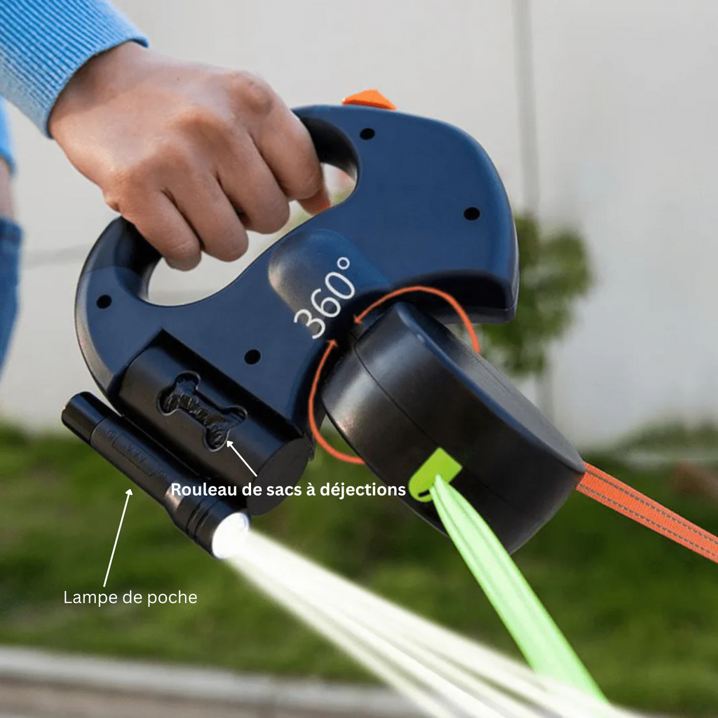 DuoLaisse™ – Laisse Double 2-en-1 avec Lampe Intégrée