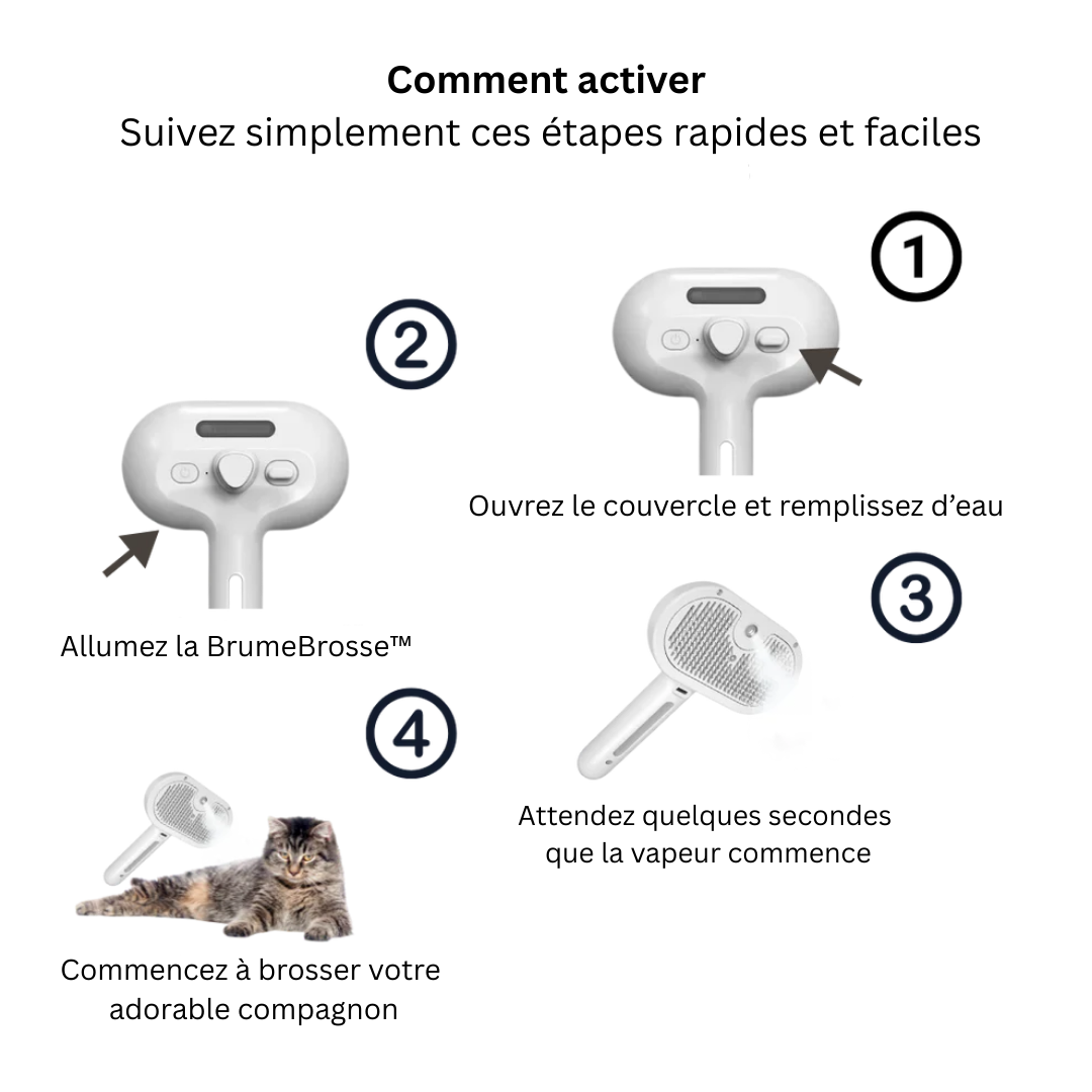 BrumeBrosse™ – Brosse anti-poils avec brume intégrée