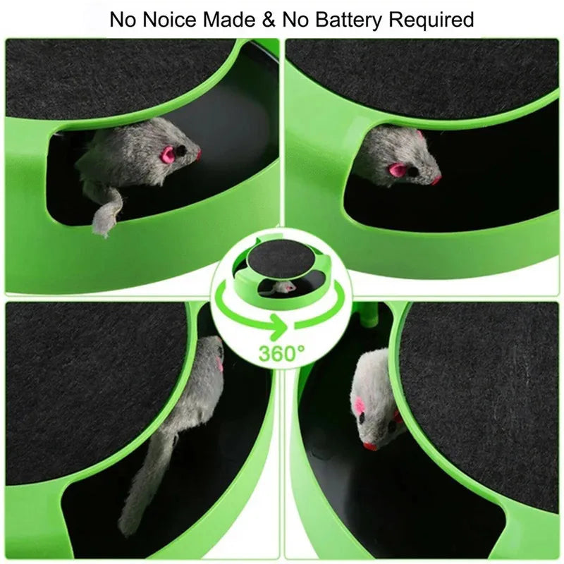 Piste de Jeu Interactive pour Chat – Jouet Rotatif avec Souris (Stimule l’Instinct de Chasse)